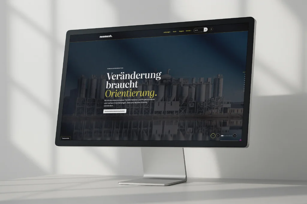 Webdesign-Mockup von neomesh auf verschiedenen Bildschirmformaten